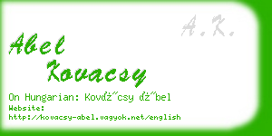 abel kovacsy business card